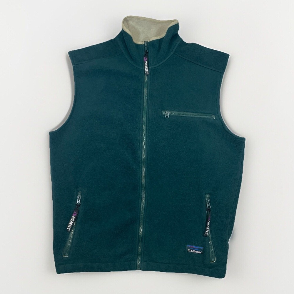 VTG LL Bean Polartec Vest Windbloc Series Medium Men's Full Zip Outdoor Green